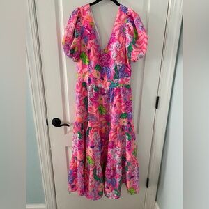 NWT Lilly Pulitzer Grace Short Sleeve Dress Pink of Best Friends.